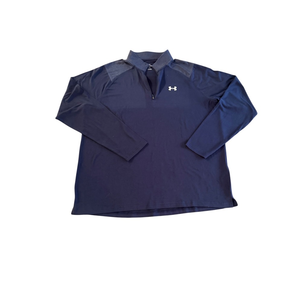 Under Armour Mens 2XL Navy Blue Quarter Zip Pullover Loose Fit Long Sleeve Top